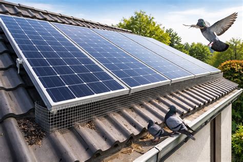 Zonnepanelen met vogelwering en bladvangers