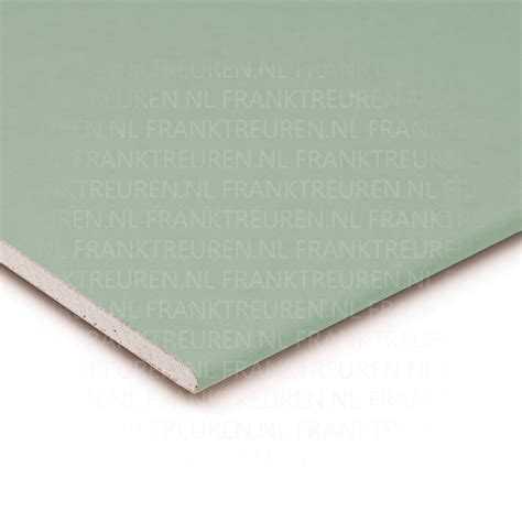 Detailopname van een hydro gipsplaat met groene ommanteling, die de waterafstotende eigenschappen benadrukt.