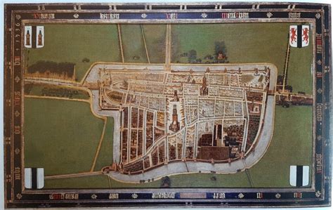 Illustratie van de stadsbrand van Delft in 1536 met de Nieuwe Kerk op de achtergrond.
