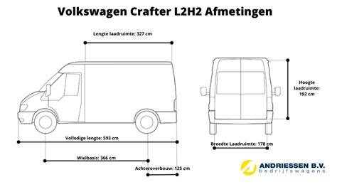 Afmetingen-illustratie van Volkswagen Crafter: L/H-combinaties en laadruimte afmetingen