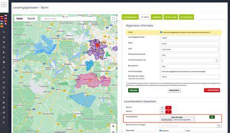 Map met snelle leveringsgebieden en drive-thru ophaalpunten