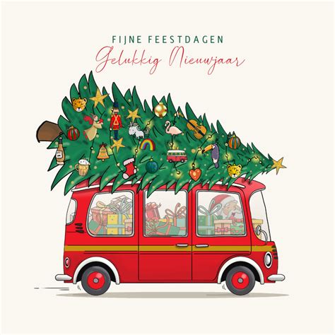 Illustratie van een auto met een kerstboom die uit de open achterklep steekt, met de maximale toegestane uitsteeklengte aangegeven.