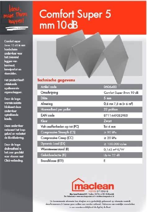 Infographic: Technische specificaties Comfort Super ondervloer en installatie stappen