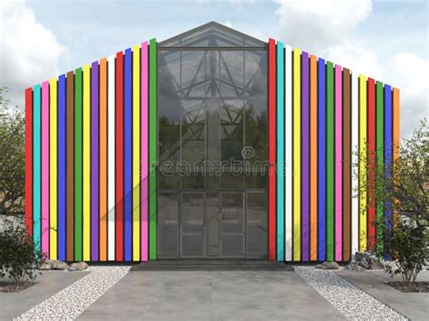 Illustratie van een moderne gebouw met een glazen gordijngevel