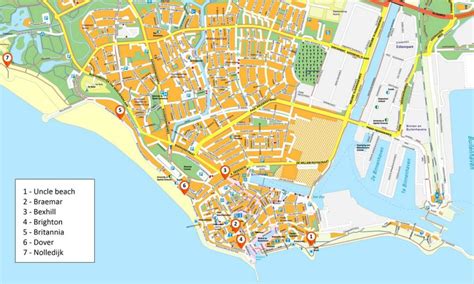 Kaart van Vlissingen met de historische havenindeling