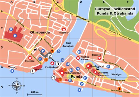 Tekenafbeelding: kaart van Curaçao met hotspots rondom Willemstad en mangrovegebied