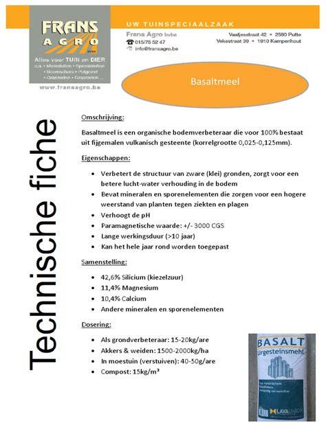 Merken en technische fiches overzicht