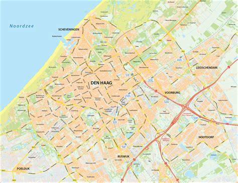 Kaart van Den Haag met locaties van spoed-loodgieters