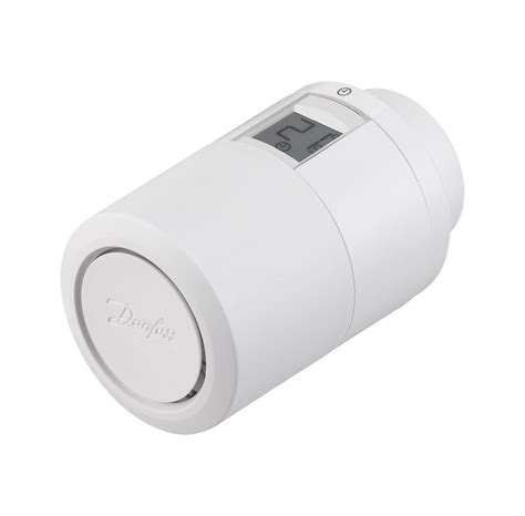 Illustratie van de Danfoss Eco radiator thermostaat in witte uitvoering