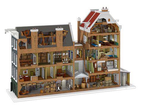 Gestileerde plattegrond van het huidige Anne Frank Huis inclusief nieuwe entree