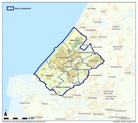 kaart van Wassenaar met tijdpaden naar wijken