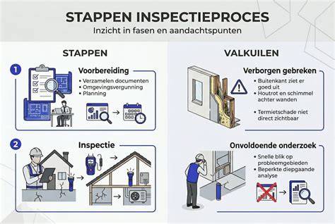 Tijdens inspectie en oplevering illustraties van inspectieproces en veiligheidsprocedures