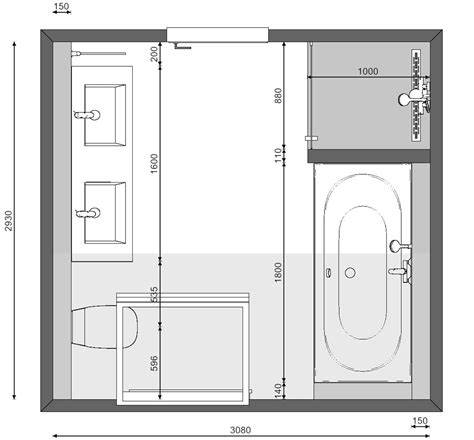 Voor en na plattegrond schets van een badkamer renovatie door S.V.M. Bouw