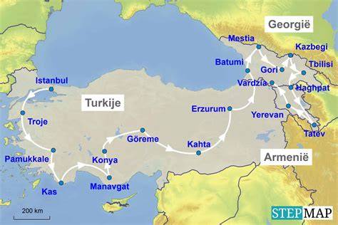 Kaart van Turkije met centrale klinieken en medische toerisme hubs