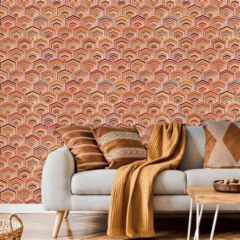 Wallstitch fan design red - retro grafisch behang
