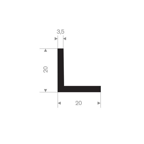 Een composiet hoekprofiel in antracietkleur met afmetingen 20x20 mm.