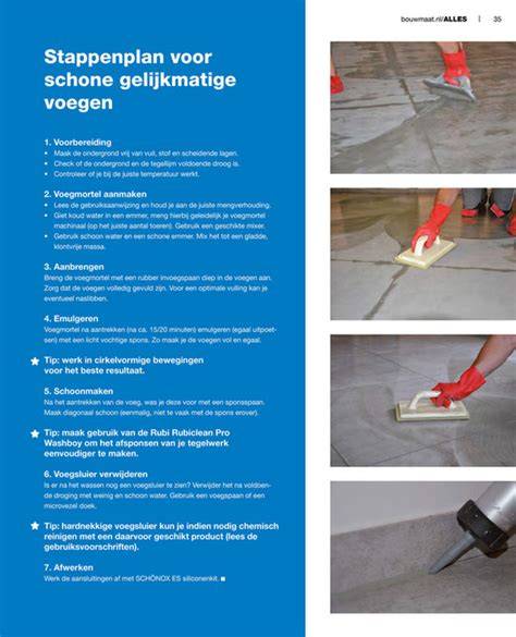 Diagram: projectfasen tegelwerk van ondergrond tot voegen
