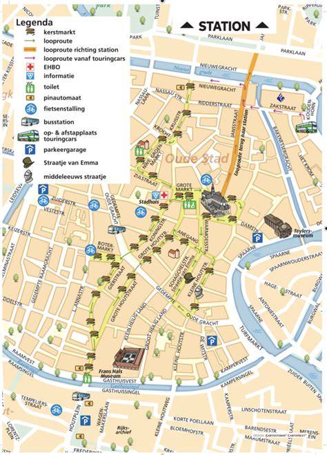 Infographic: Geschiedeniskaart van Haarlem met locaties van de badinrichtingen uit de 19e en 20e eeuw