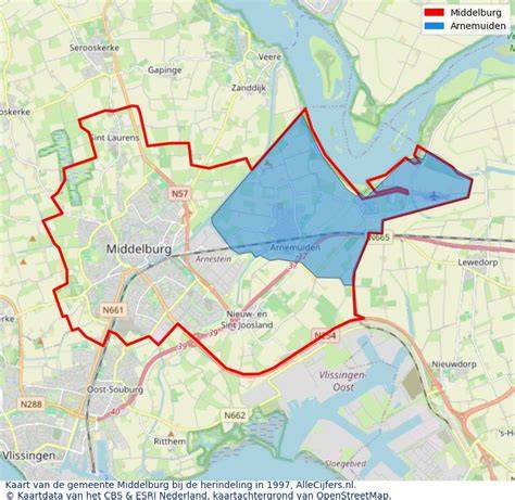 Wijnhandel geschiedeniskaart van Middelburg en Arnemuiden