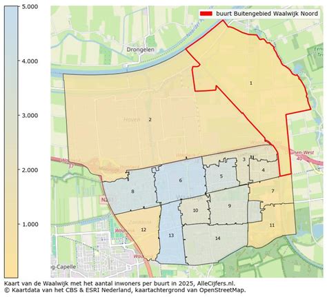 Kaart van de gemeente Waalwijk met de kernen Sprang-Capelle, Capelle, Waspik en Waalwijk