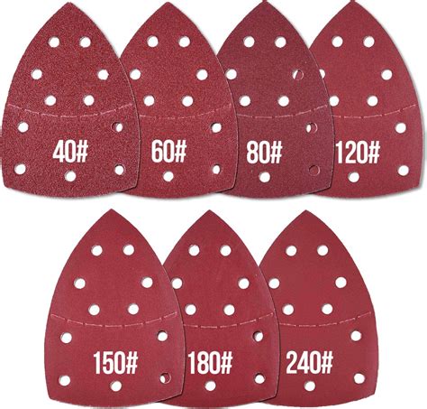 Overzicht van verschillende vormen schuurpapier (rond, delta, rechthoekig) met bijbehorende machines