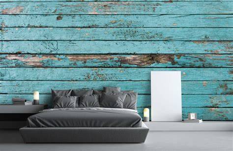 Afbeelding: concrete prints en houtlook behang voorbeelden