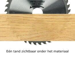 Illustratie van de juiste zaagdiepte bij het zagen van multiplex met een cirkelzaag