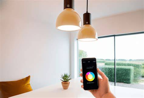 Diagram van slimme verlichting en verdeling van zones in een kamer met laag plafond