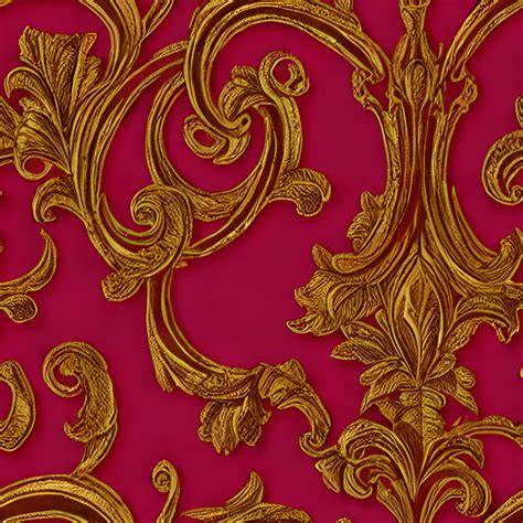 Afbeelding: Velvet behang met barokmotief en warme goudtinten