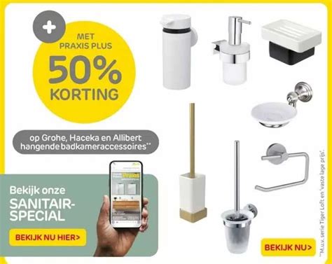 Een selectie van badkameraccessoires van verschillende merken, waaronder tesa, Tiger, Zack en Haceka, die worden gepresenteerd als boorvrije montagemogelijkheden.