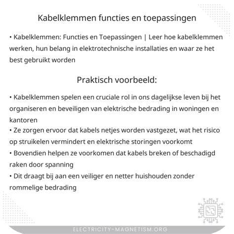 Infographic: Soorten kabelklemmen en hun toepassingen