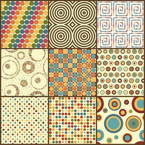 Retro patronen met cirkels en geometrische prints