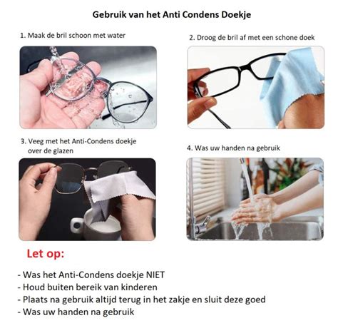 Collage van verschillende toepassingen van anti condens doekjes: autoruit, badkamerspiegel, bril.