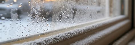 Foto van ramen met condens aan de buitenzijde, typisch in de vroege ochtend.