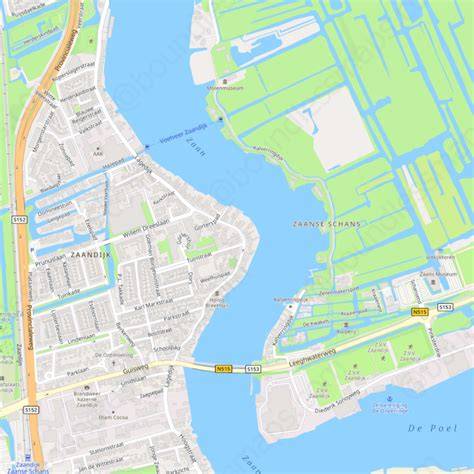Illustratie: kaart van Zaandam met Vermiljoenweg en omliggende winkelcentra
