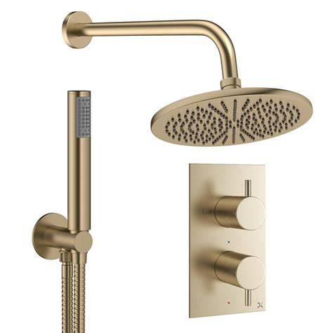 Crosswater MPRO Regendoucheset inbouw 30 cm hoofddouche geborsteld messing afbeelding