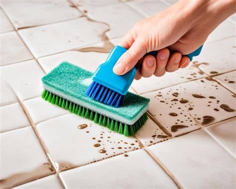 Illustratie: tegels schoonmaken met schuurspons