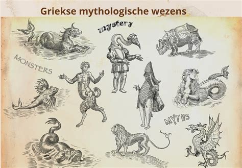 illustratie van diverse mythische wezens uit Nederlandse folklore
