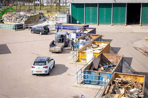 Diagram: efficiënt afvalbeheer met containers en milieustraat