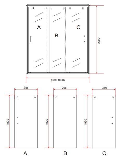 Infographic: Installatieopties van een 3-delige douchecabine