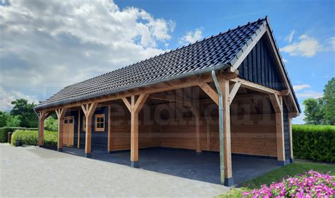 3D-ontwerp van een kapschuur met rood dak