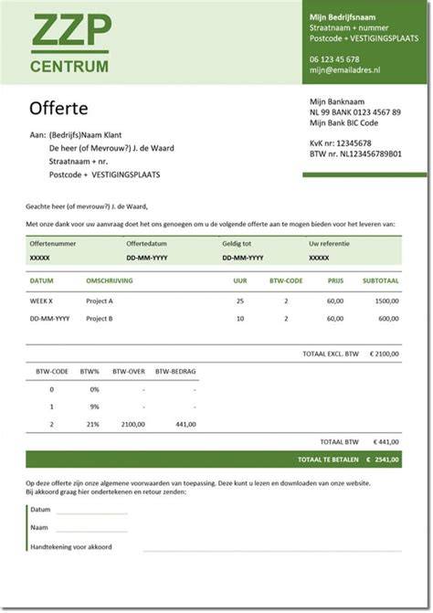 Voorbeeld offerte-indeling door Dakdienst Nederland