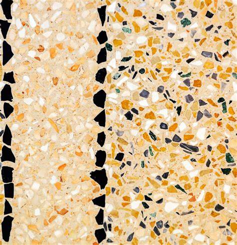 Tegelillustratie met terrazzo patroonelementen