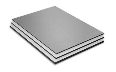Infographic: Dibond opbouw en lagen (aluminium-kern-aluminium) met labels voor 3 mm, 4 mm en 6 mm