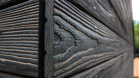 Shou Sugi Ban patroon en voor- na foto