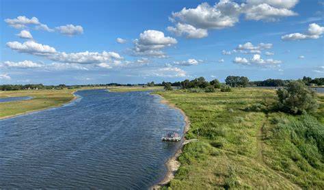 Foto van uitgestrekte uiterwaarden langs de Vecht met buitenplaatsen