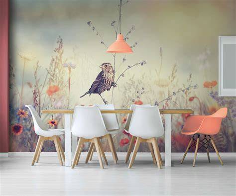 Patroonvoorbeelden van vogelbehang - close-up en grote prints