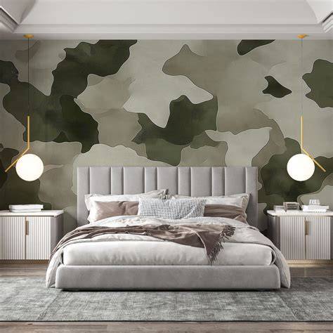 Foto: Voorbeelden van grijs camouflage behang in verschillende tinten en texturen