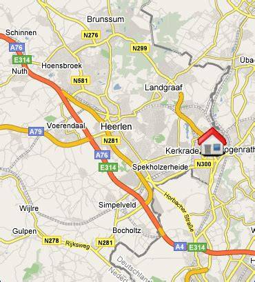Kaart van Parkstad met markering Kerkrade, Heerlen, Nuth, Landgraaf