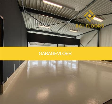 Infographic over garagevloer opties: beton, epoxy, tegels, vinyl, rubber